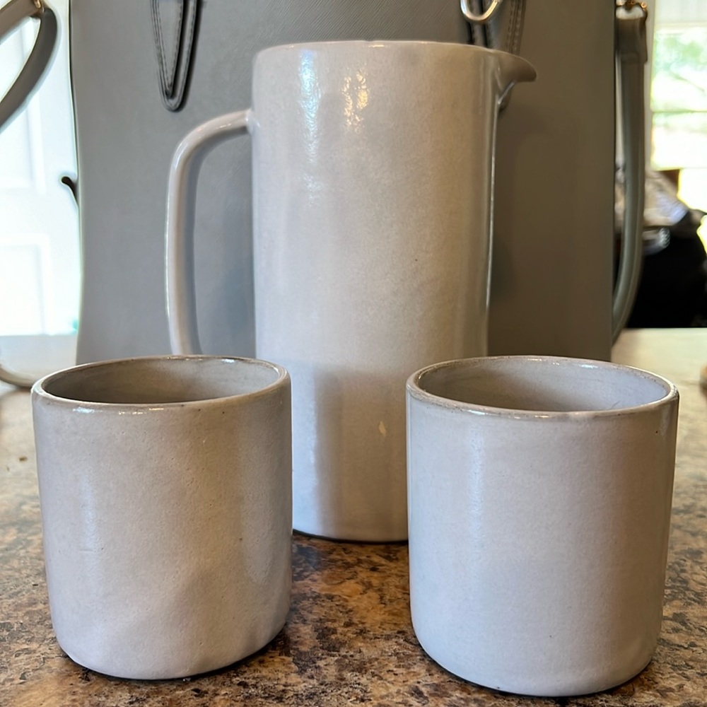 Light Grey Small Pitcher and Cup Set